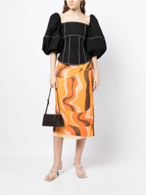 Midi sijonas su abstrakčiu raštu Rejina Pyo