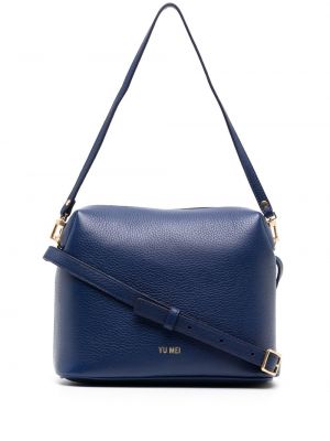 Кожени чанта през рамо Yu Mei синьо