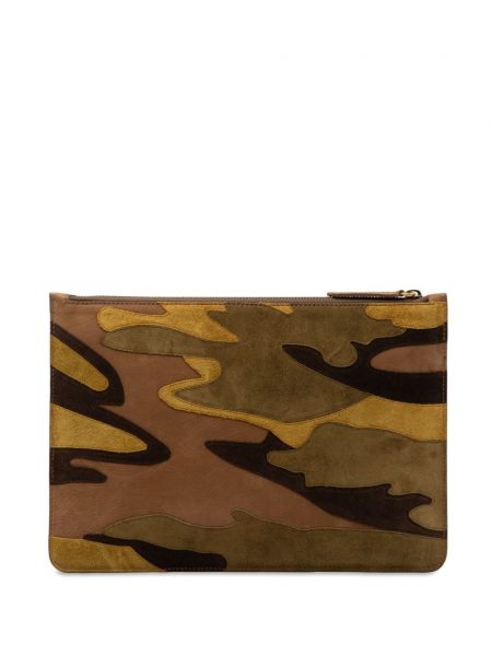 Pochette en suède à imprimé camouflage Burberry Pre-owned marron