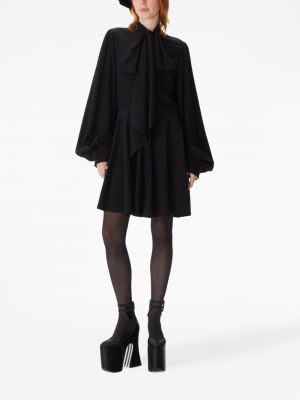 Jedwabna sukienka koszulowa z kokardką Nina Ricci czarna