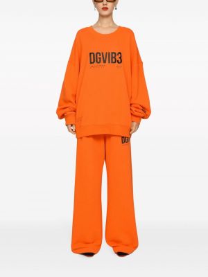 Bavlněné sportovní kalhoty s potiskem Dolce & Gabbana oranžové