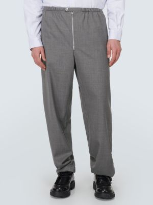 Pantaloni dritti di lana Prada grigio