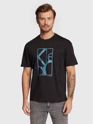 Priliehavé tričko s abstraktným vzorom Calvin Klein čierna