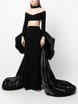 Oversized večerní šaty s mašlí Isabel Sanchis černé