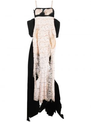 Květinové bavlněné oversized šaty s mašlí Moschino Pre-owned - černá