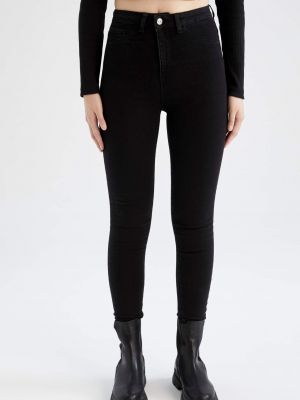 Skinny džíny s vysokým pasem Defacto černé