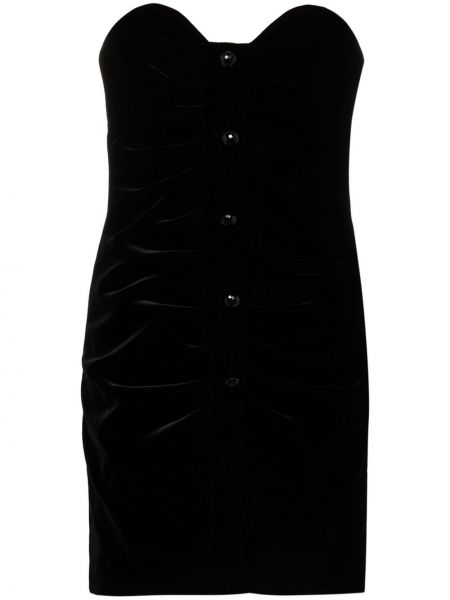 Mini vestido con escote pronunciado Saint Laurent negro