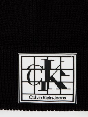 Czapka bawełniana Calvin Klein Jeans czarna