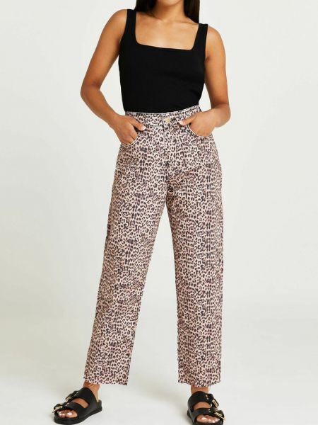 Jeansy relaxed fit River Island Petite brązowe