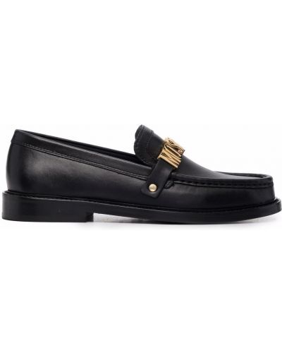 Slip-on skinn loafers Moschino svart