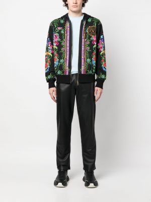 Kokvilnas kapučdžemperis ar apdruku Versace Jeans Couture melns