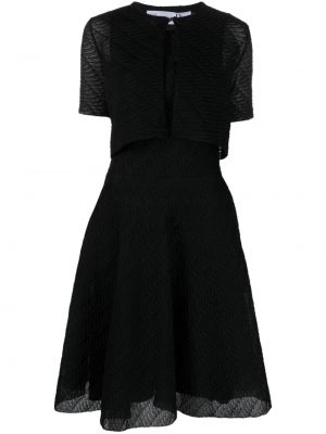 Přiléhavé mini šaty s knoflíky bez rukávů Christian Dior - černá