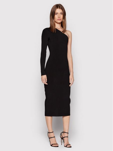 Slim fit koktejlové šaty Victoria Victoria Beckham černé