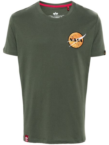 Kokvilnas t-krekls Alpha Industries zaļš