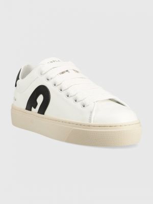 Sneakersy skórzane Furla białe