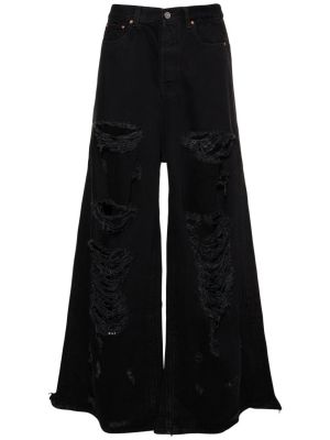 Bavlněné džíny s oděrkami relaxed fit Vetements černé