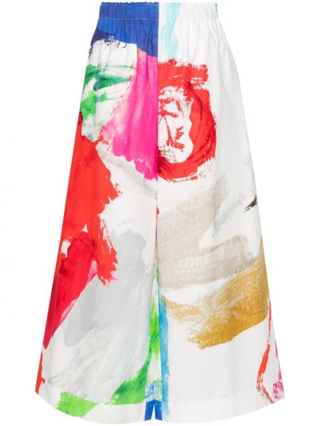 Nohavice s potlačou s abstraktným vzorom Daniela Gregis biela