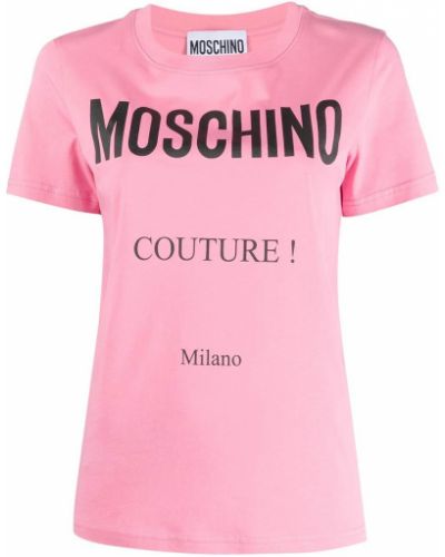 Trykt bomull t-skjorte Moschino rosa