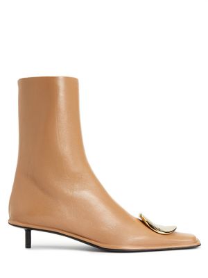 Светло-коричневые женские кожаные ботинки Jil Sander