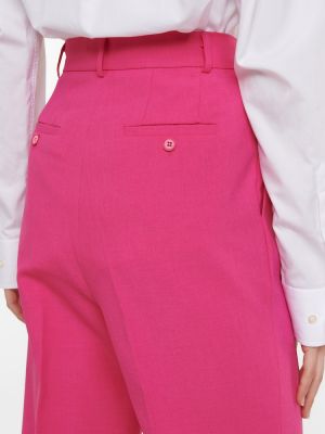 Ravne hlače z visokim pasom The Frankie Shop roza