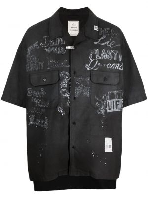 Kokvilnas krekls ar apdruku Maison Mihara Yasuhiro melns
