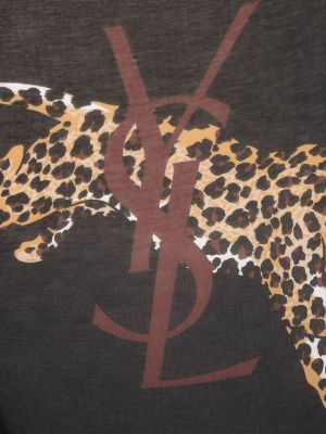 Šalle ar apdruku ar leoparda rakstu Saint Laurent melns