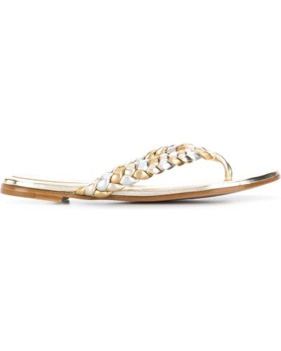 Lær flip-flops Gianvito Rossi gull