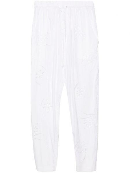 Pantalon brodé Isabel Marant blanc