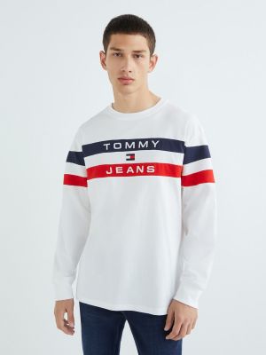 Camiseta de manga larga manga larga Tommy Hilfiger blanco