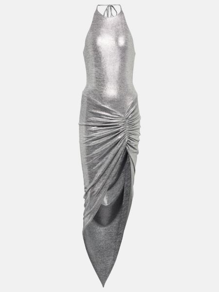 Sukienka midi asymetryczna Alexandre Vauthier srebrna