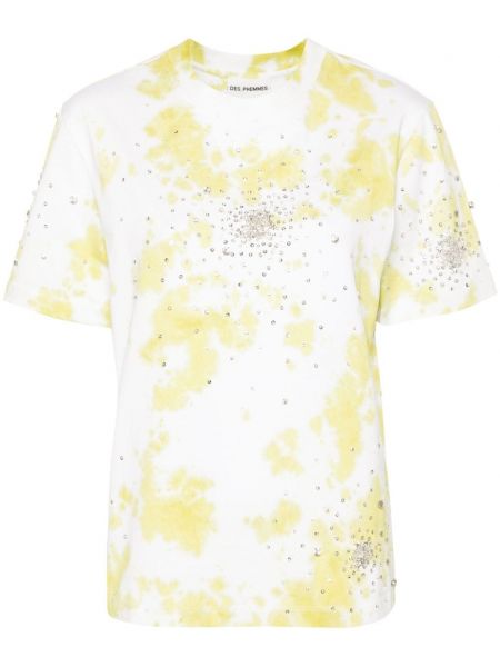 Тениска с кристали с tie-dye ефект Des Phemmes бяло