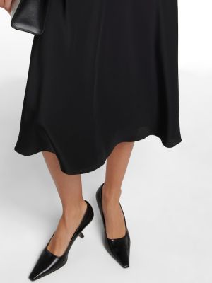 Hedvábné saténové midi sukně The Row černé