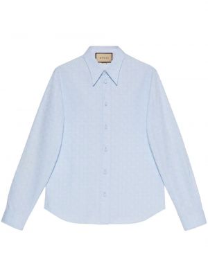 Camicia in tessuto jacquard Gucci blu