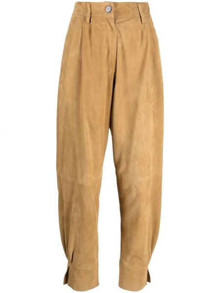 Pantalones de cuero Forte Forte marrón