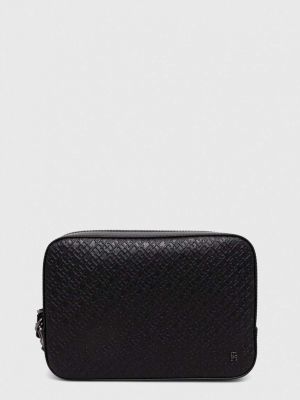Usnjena kozmetična torbica Tommy Hilfiger črna