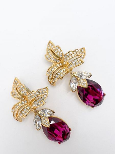 Kolczyki w kwiatki z kryształkami Jennifer Gibson Jewellery