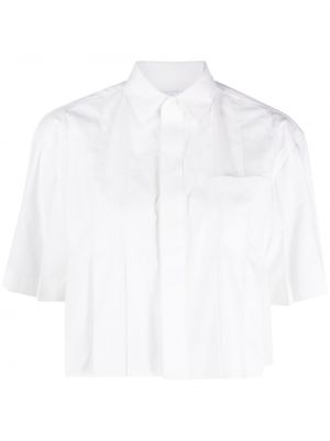 Bavlněná košile s krátkým rukávem s knoflíky z polyesteru Sacai - bílá