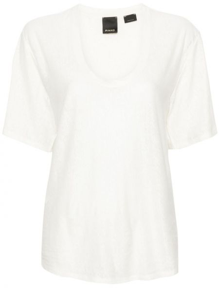 Λινή μπλούζα Pinko λευκό