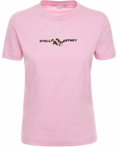 Tricou din bumbac din jerseu Stella Mccartney roz