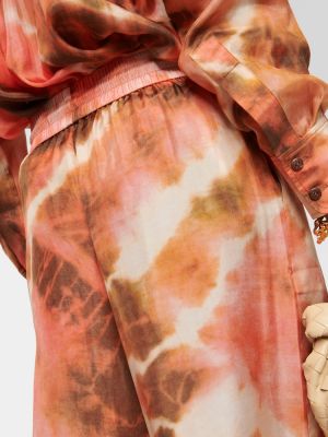 Копринени прав панталон с висока талия с tie-dye ефект Zimmermann