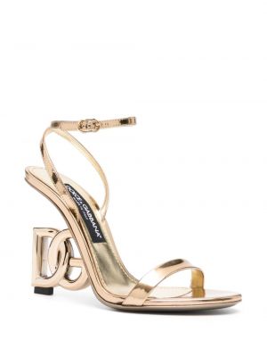 Iš natūralios odos sandalai Dolce & Gabbana auksinė