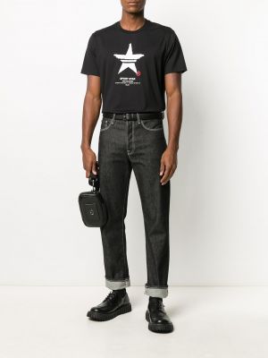 Zvaigznes kokvilnas sporta t-krekls Neil Barrett melns