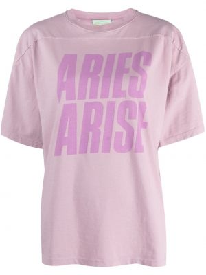 Βαμβακερή μπλούζα με σχέδιο Aries μωβ