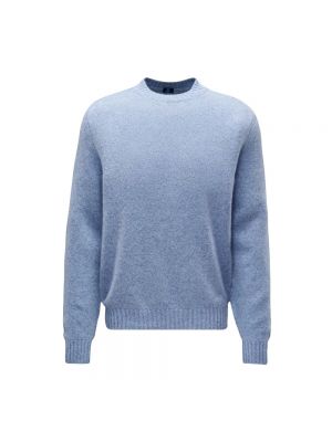 Sweter z kaszmiru z okrągłym dekoltem Fedeli niebieski