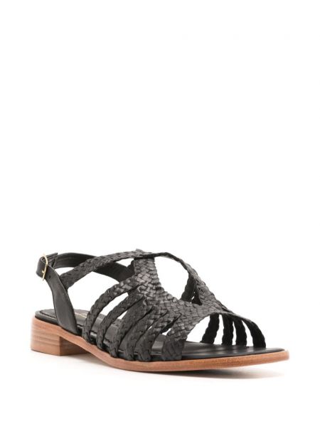 Pletené kožené sandály Sarah Chofakian černé