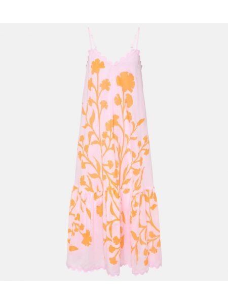Květinové bavlněné midi šaty Juliet Dunn růžové
