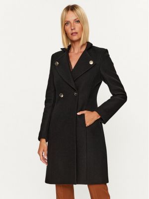 Vlnený priliehavý kabát Rinascimento čierna