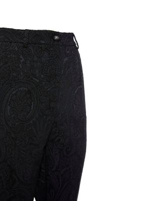 Žakárové rovné kalhoty s vysokým pasem Dolce & Gabbana černé