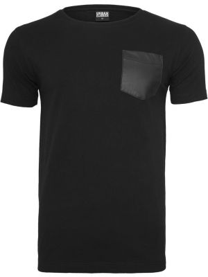 Iš natūralios odos polo marškinėliai su kišenėmis Uc Men juoda