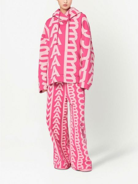 Bluza z kapturem z nadrukiem oversize Marc Jacobs różowa